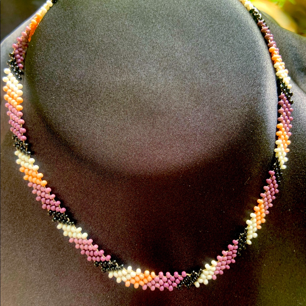 Pale Pink Bead Choker Necklace Wixarika Art 14$